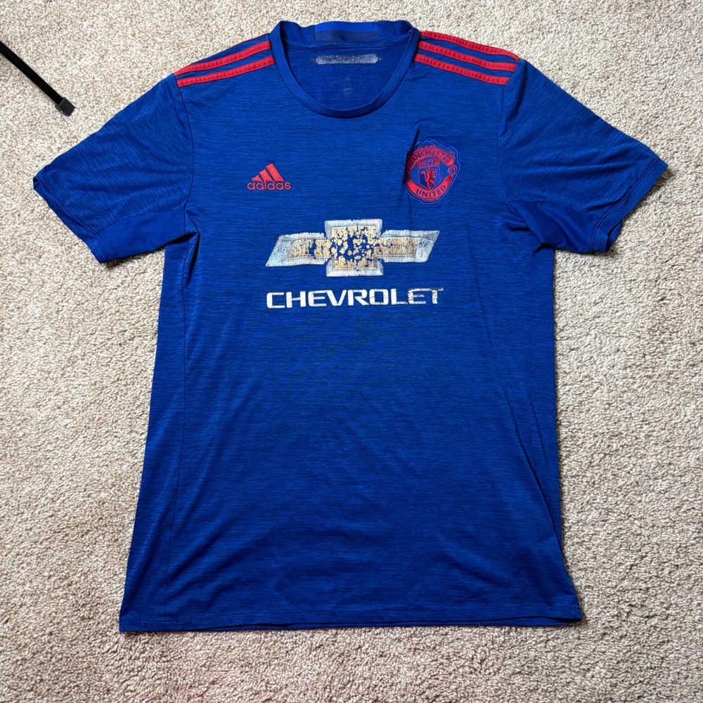 Adidas Manchester United Jersey Mens Medium Blue Ibrahimovic 9 AI6704 Away